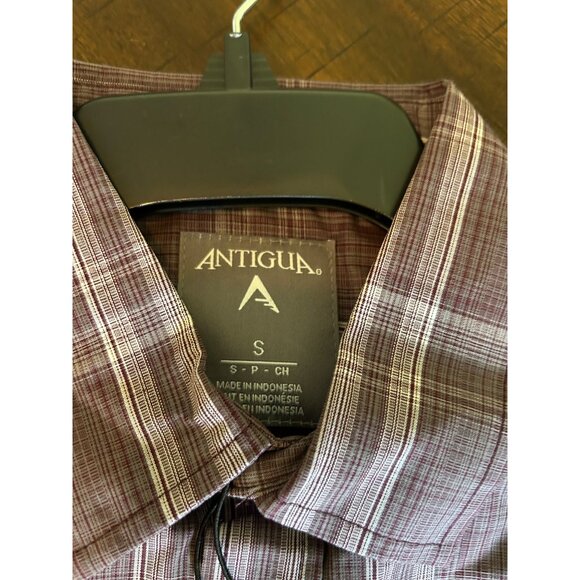 Antigua Mens MSU universities Long Sleeve Plaid Button-Up Shirt S purple gray - Picture 4 of 4